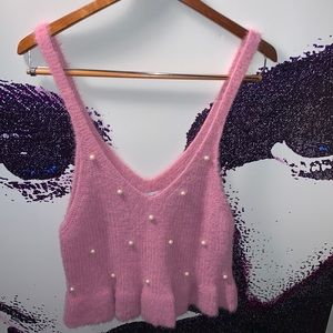 VINTAGE WET SEAL FUZZY MAUVE TANK TOP SWEATER